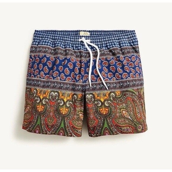J.Crew Paisley Swim Trunks Sportswear 6’ Shorts Size M - Picture 1 of 8